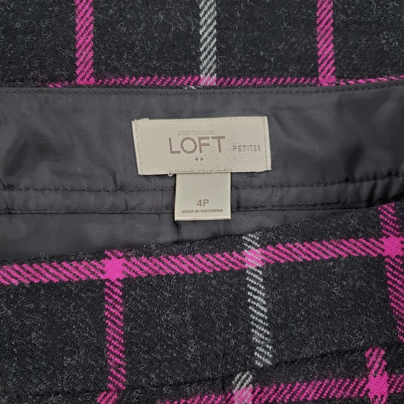 Loft Windowpane Plaid A Line Skirt Sz 4P - Picture 7 of 8